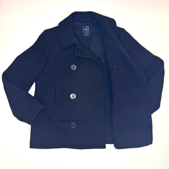 Gap Women’s Navy Blue  Wool Blend Double Breasted Peacoat Size- Extra Large - Picture 7 of 10